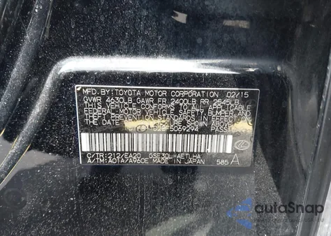 2015 Lexus Is 250 from USA, damaged, VIN JTHBF1D28F5069294